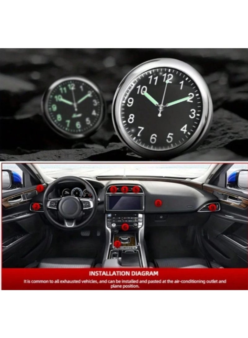 ساعة للسيارة تناظرية بتصميم جذاب باللون الأسود إضافة مميزة لاكسسوار السيارة و ديكور السيارة الداخلي - Image 3